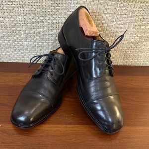 🌟HP🌟Soft Black Leather Cap Toe Derby Dress Shoes by Pronto Uomo Made Italy 10